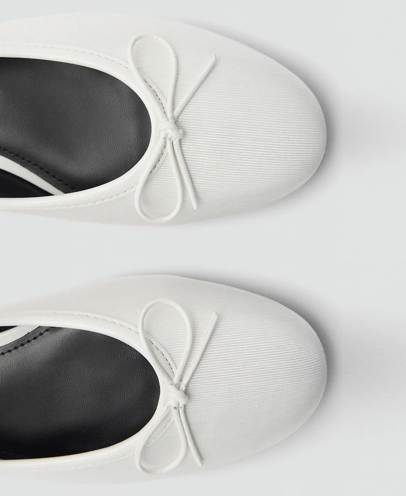 Mango Women's Strip And Bow Detail Ballerina Shoes