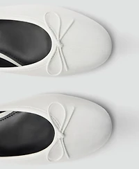 Mango Women's Strip And Bow Detail Ballerina Shoes