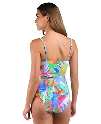 La Blanca Women's Tropi-Flage Twist-Front Tankini Top