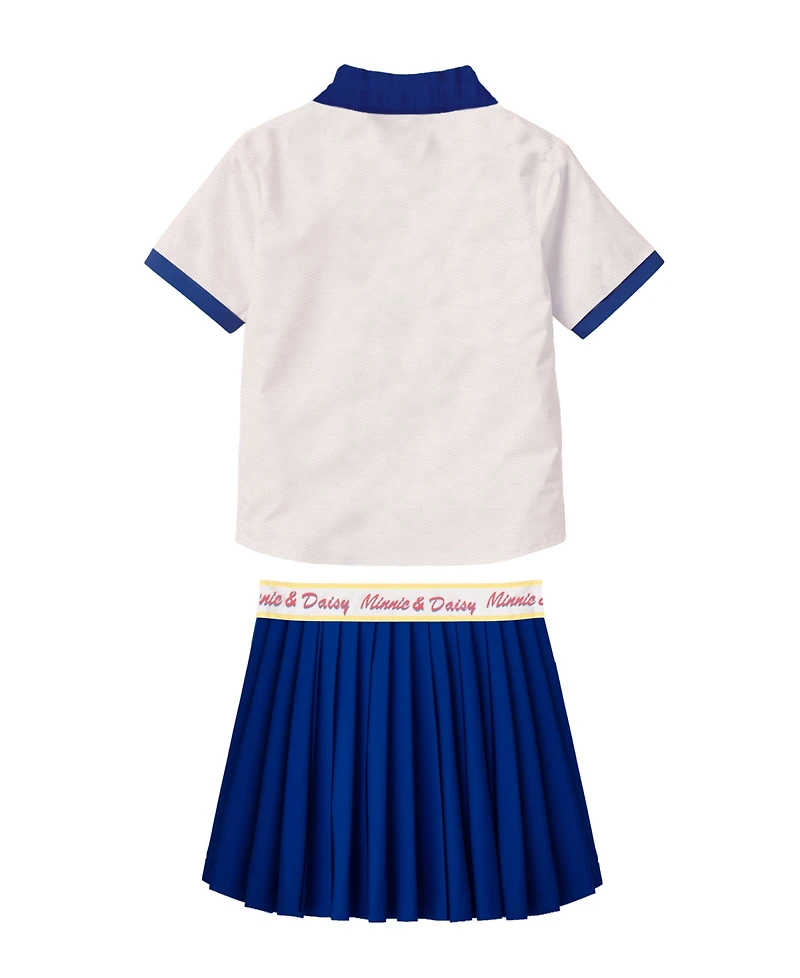 Disney Toddler and Little Girls 2-Piece Minnie Daisy Polo Shirt Pleated Skirt Set