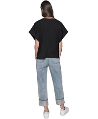 Karl Lagerfeld Paris Women's Embellished-Pocket Tee