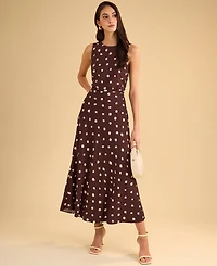 1.State Women's Linen Blend Polka Dot Midi Skirt