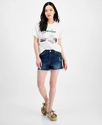 Indigo Rein Juniors' Frayed-Hem Destructed Shorts