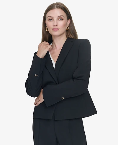Halston Women's Logo-Hardware Single-Button Blazer