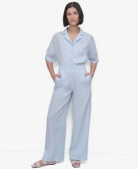 Dkny Women's Linen Wide-Leg Pull-On Pants