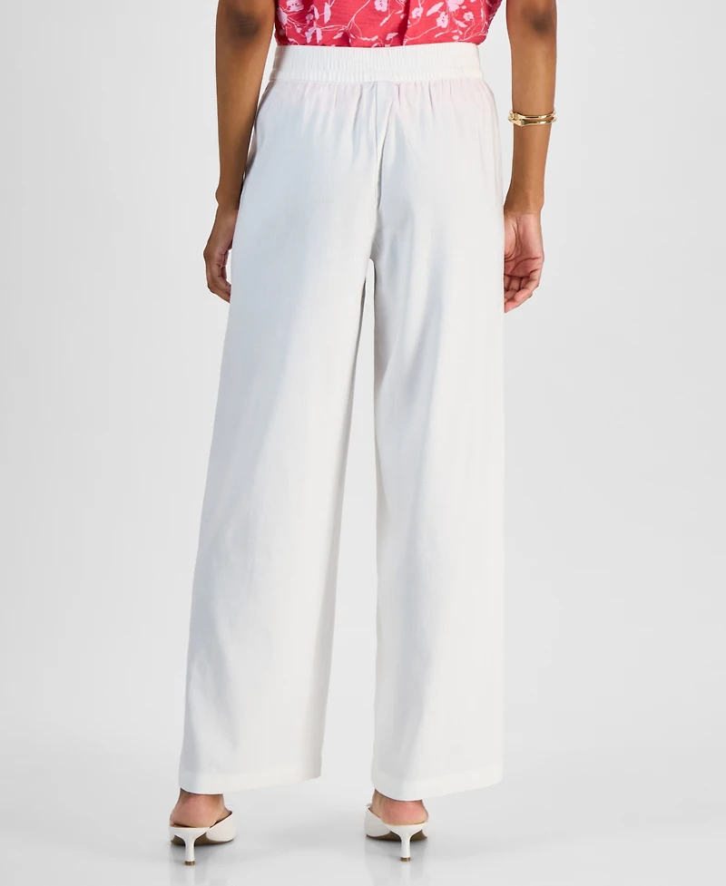 I.n.c. International Concepts Petite Linen-Blend Wide-Leg Pull-On Pants, Exclusively at Macy's