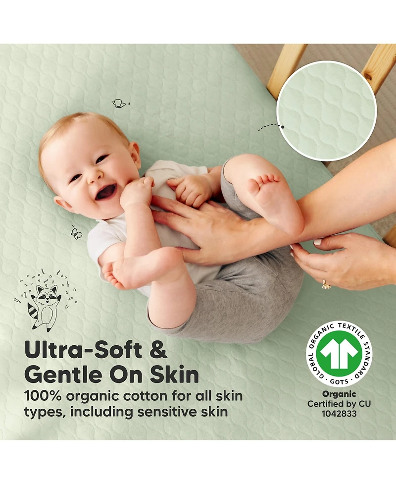 KeaBabies 2-Pack Protect+ Waterproof Crib Mattress Protector Covers, Mavy Quilted Cotton Baby Topper, Toddler Sheets