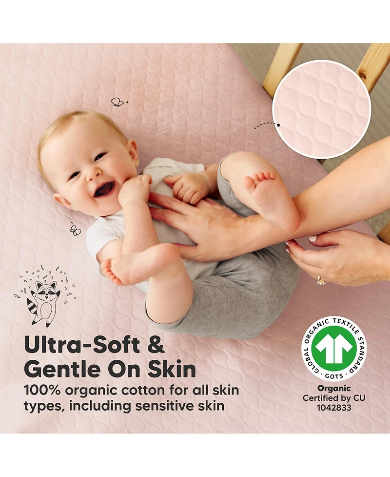 KeaBabies 2-Pack Protect+ Waterproof Crib Mattress Protector Covers, Mavy Quilted Cotton Baby Topper, Toddler Sheets