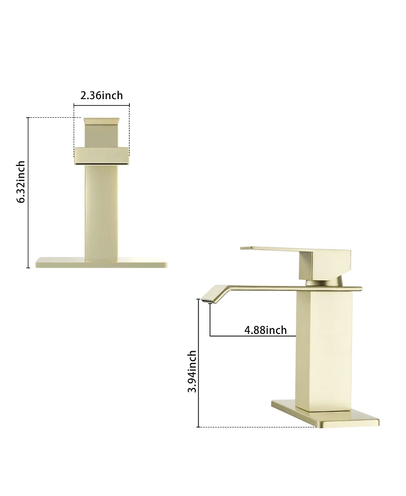 Single-Handle Waterfall Bathroom Faucet, Lead-Free 304 Stainless Steel Sink Faucet with Cold/Hot Water Function, Easy to Install and Clean