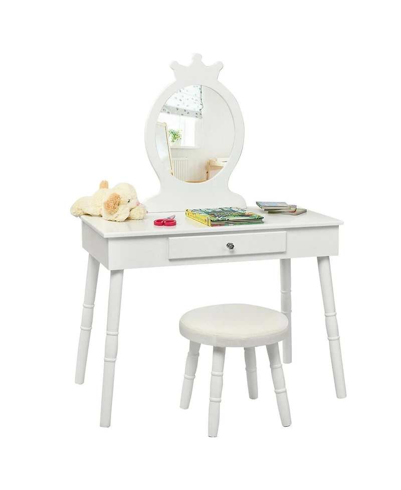 Gouun Kids Vanity Makeup Table & Chair Set Make Up Stool