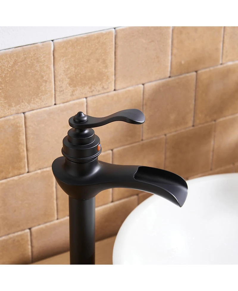 Waterfall Single Hole Single-Handle Vessel Bathroom Faucet With Pop-up Drain Assembly Polished Chrome