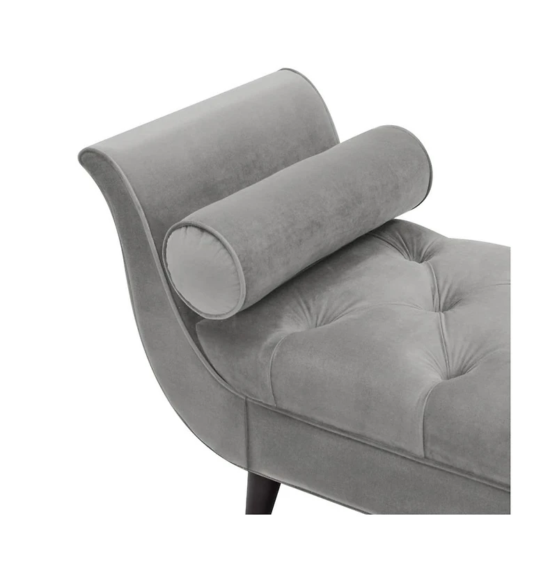 64 Inch Tufted Velvet Entryway Bench, Upholstered Bedroom Bench with Bolster Pillows & Wood Legs-The Pop Home