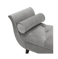 64 Inch Tufted Velvet Entryway Bench, Upholstered Bedroom Bench with Bolster Pillows & Wood Legs-The Pop Home