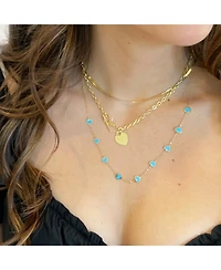 The Lovery Turquoise Heart Station Necklace 14K Gold