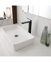 Single Hole Single Handle Bathroom Vessel Sink Faucet With Supply Hose in Matte Black