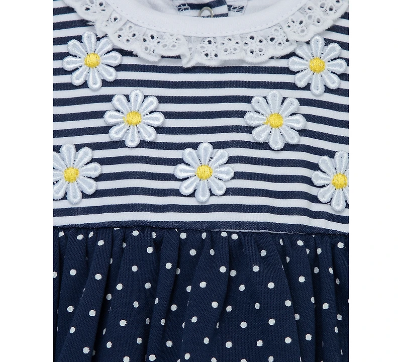 Little Me Baby Girls 2-Pc. Daisies Stripe Popover Dress & Hat Set