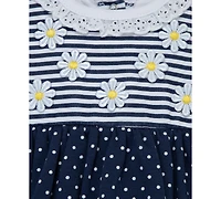 Little Me Baby Girls 2-Pc. Daisies Stripe Popover Dress & Hat Set