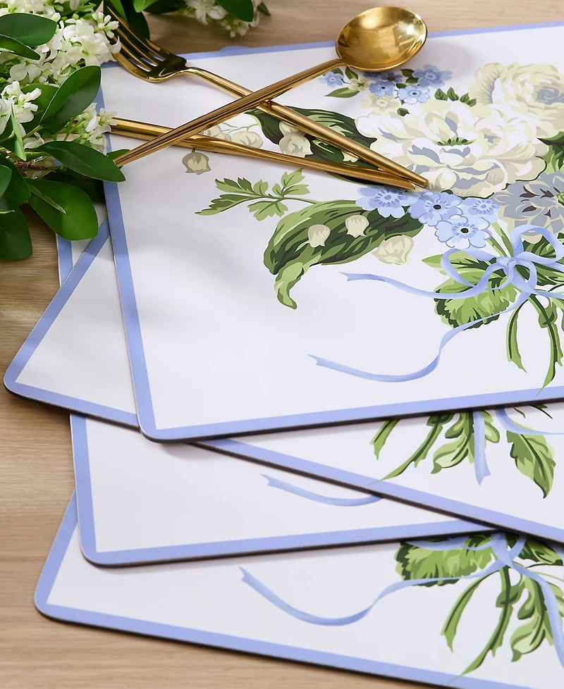 Laura Ashley Lily of the Valley Cork Placemats Set of 4, 16" x 12"