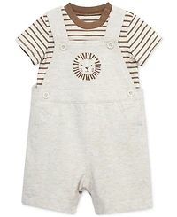 Little Me Baby Boys 2-Pc. Stripe T-Shirt & Lion Shortall Set