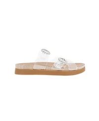 BCBGeneration Women's Jia Rhinestone Buckle Flat Sandals