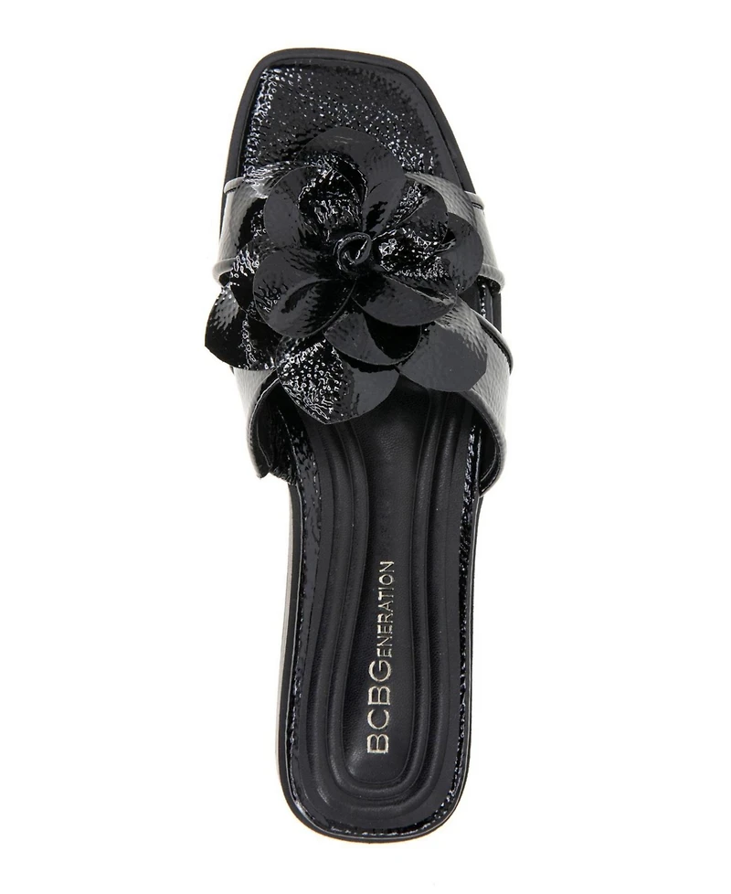 BCBGeneration Women's Mazey Flower Slide Flat Sandals