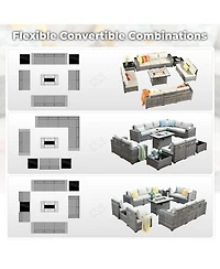 Xizzi 13 Pieces Patio Furniture Set,Outdoor Sectional Sofa Couch Set,Modern Conversation Set with Rectangular Fire Pit Table,Wide Armrests and D