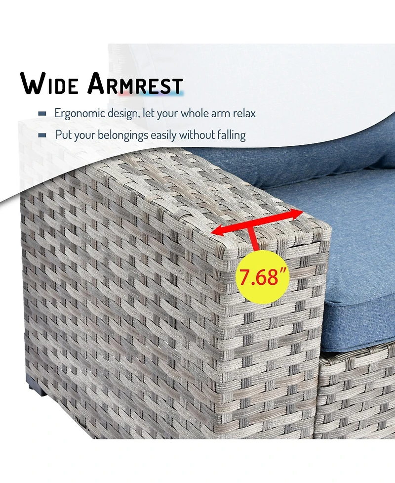 Xizzi 13 Pieces Patio Furniture Set,Outdoor Sectional Sofa Couch Set,Modern Conversation Set with Rectangular Fire Pit Table,Wide Armrests and D