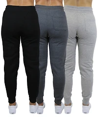 Galaxy By Harvic Women's Loose-Fit Fleece Jogger Sweatpants 3-Pack