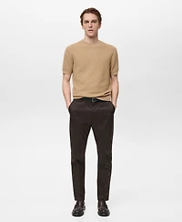 Mango Men's Textured Knit Regular Fit T-Shirt