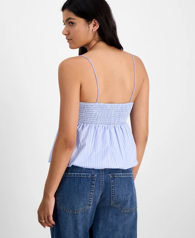 Madden Girl Juniors' Poplin Bubble Tank Top