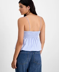 Madden Girl Juniors' Poplin Bubble Tank Top