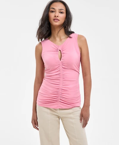 Boss Orange Women's Ruched Sleeveless Keyhole Top