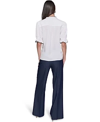 Karl Lagerfeld Paris Women's Ruffled Short-Sleeve Blouse