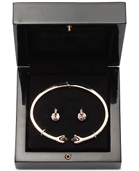 Givenchy Gold-Tone Mixed Crystal Cuff Bracelet & Stud Earrings Set