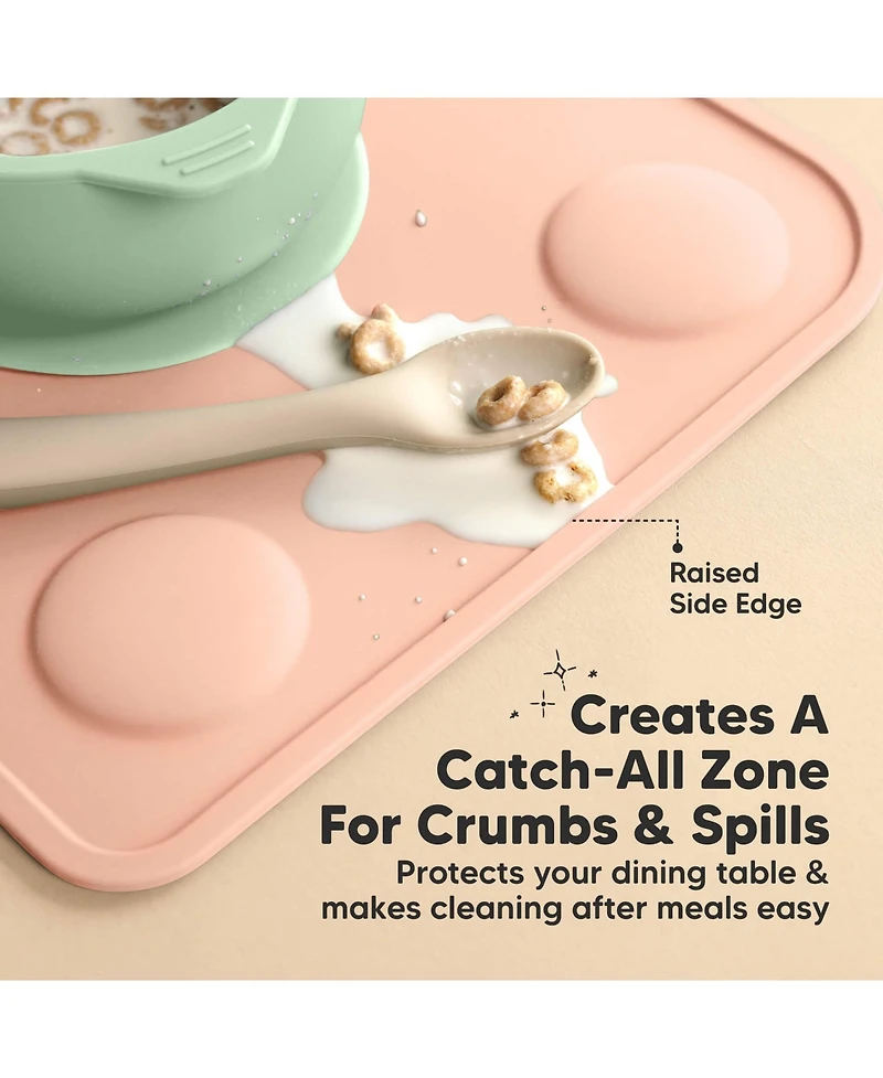 KeaBabies 2-Pack Prep Silicone Placemats for Toddlers, Kids, Non Slip Suction Dining Table Baby Placemat, Easy to Clean