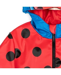 Miraculous Girls Ladybug Zip Up Waterproof Hooded Rain Jacket Coat