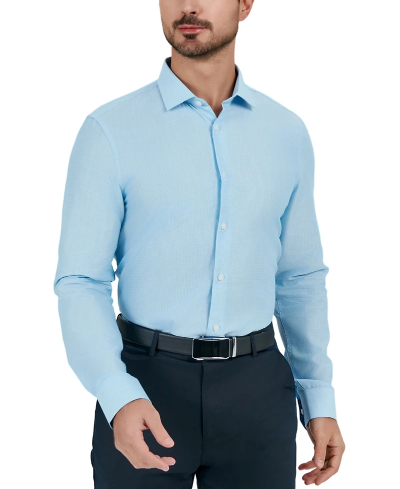 Tallia Men's Slim Flit Dobby Micro-Grid Button-Front Dress Shirt