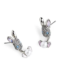 Betsey Johnson Faux Stone Spring Bunny Barbell Jacket Earring