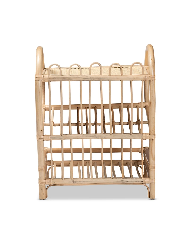 bali & pari Liora Modern Bohemian Finished Rattan 3-Tier Display Shelf