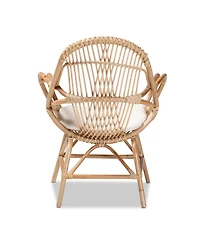 bali & pari 29" Upholstered and Finished Rattan Jayden Modern Bohemian Accent Chair