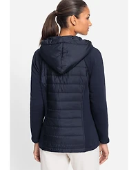 Olsen Women's Mixed Media Hooded Jacket