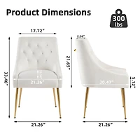 Dyhome Modern Velvet Upholstered Dining Chairs Set of 2, Mid Century Side with 5.12” Cushions and Back Pull Rod for Kitchen, Living Room