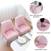 Dyhome Modern Velvet Upholstered Dining Chairs Set of 2, Mid Century Side with 5.12” Cushions and Back Pull Rod for Kitchen, Living Room