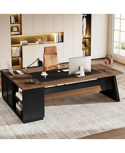 Tribesigns L-Shaped Executive Desk, 78" Modern Office Desk with Drawers and Lateral File Cabinet, Large Computer Storage Shelves, Workstatio