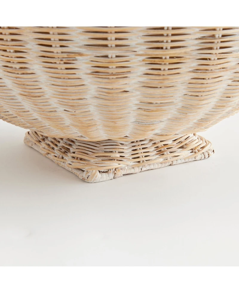 24" Charleston Rattan Woven Footed Natural Decorative Tabletop Bowl
