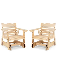 2 Pcs Patio Outdoor Wood Slat Rocking Chair Porch Rocker Curved Seat 330 Lbs