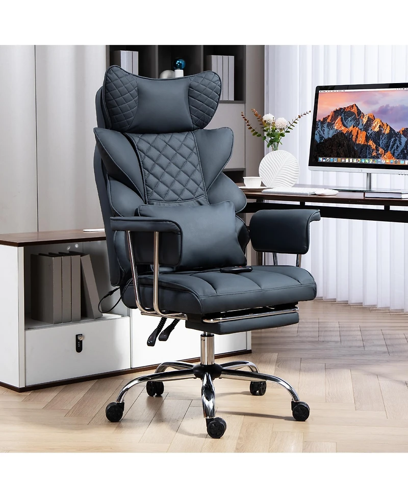 Dyhome 8-Point Massage Gaming Chair, Ergonomic Office 500lbs Weight Capacity, Adjustable Backrest 90°-135°, Armrests, Suit