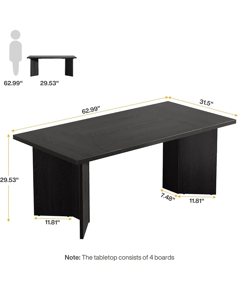 Tribesigns 63-Inch Executive Desk, Modern Office Computer Desk with Double Pedestal, Simple Workstations Writing Table Conference Table Business Furni