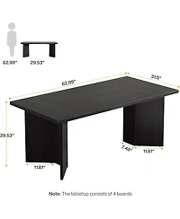 Tribesigns 63-Inch Executive Desk, Modern Office Computer Desk with Double Pedestal, Simple Workstations Writing Table Conference Table Business Furni