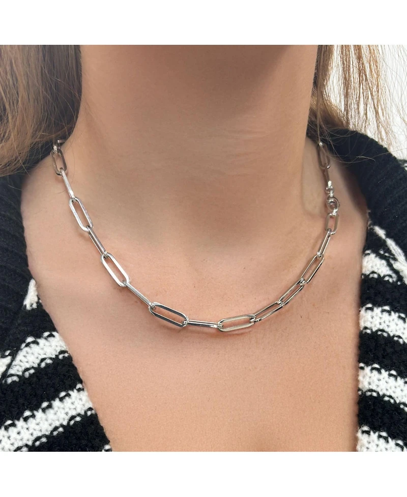 The Lovery Extra Large Paperclip Link Chain Necklace 14K White Gold inches